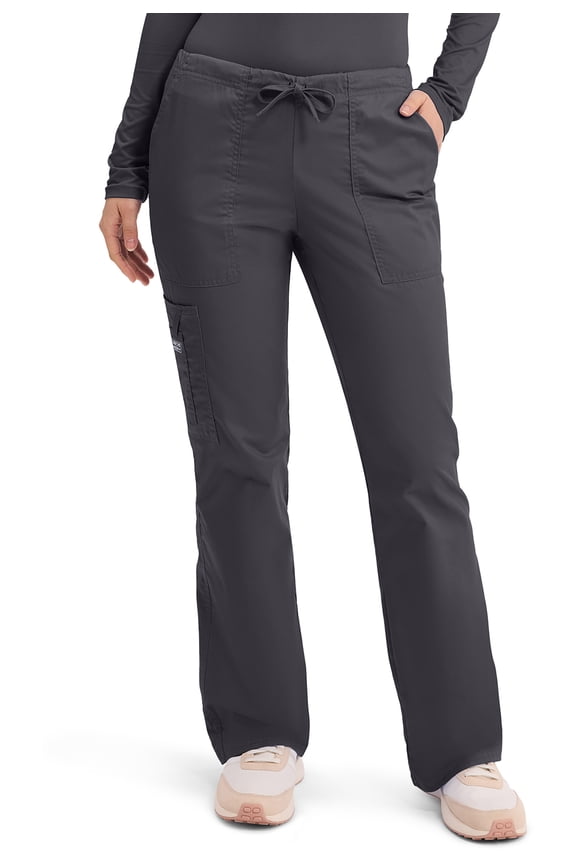 Workwear Core Stretch Scrubs Pant for Women Mid Rise Drawstring Cargo 4044P, XS Petite, Pewter