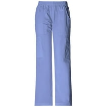 Cherokee Workwear Core Stretch Scrubs Pant for Women Mid Rise Pull-On Cargo 4005P, XS Petite, Ciel