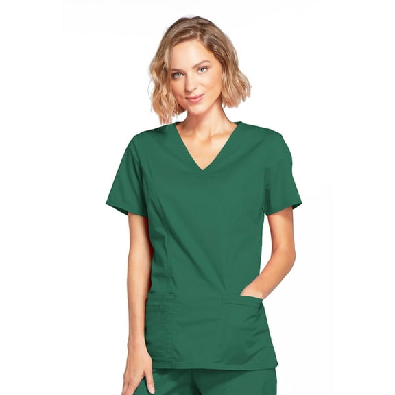 Cherokee Workwear Core Stretch Scrubs Top for Women Mock Wrap 4728, M, Hunter