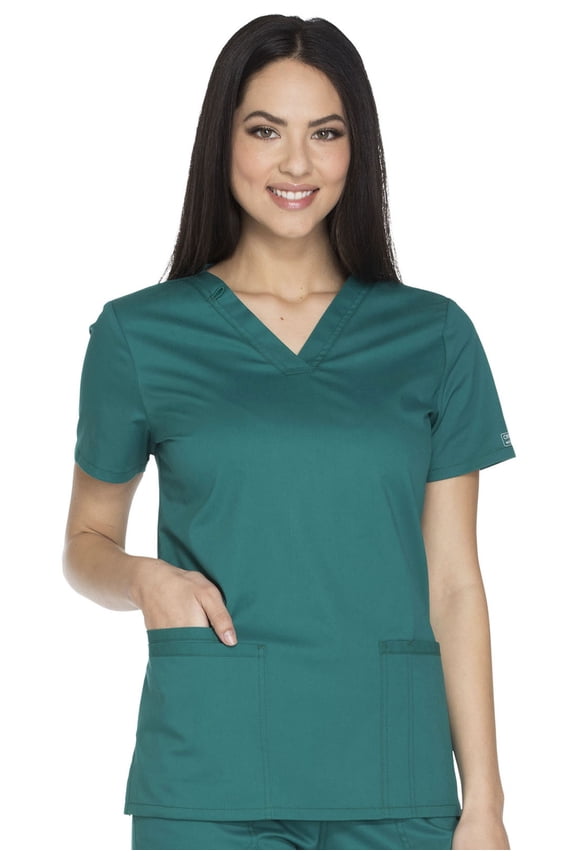Workwear Core Stretch Scrubs Top for Women V-Neck WW630, S, Hunter