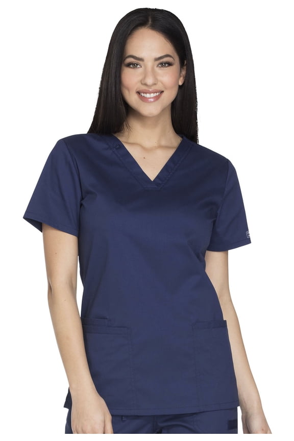 Workwear Core Stretch Women's Plus Scrubs Top V-Neck WW630 Female Navy