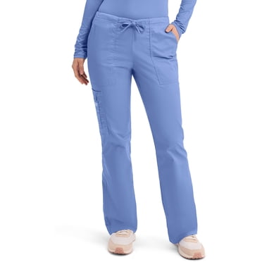 Cherokee Workwear Women’s Cargo Scrub Pants – Solid Pewter, Drawstring Waist, Medical Uniforms, Style 4044