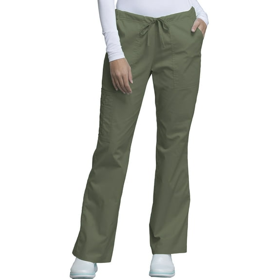 Cherokee Workwear Core Stretch Women's Scrubs Pant Mid Rise Drawstring Cargo 4044