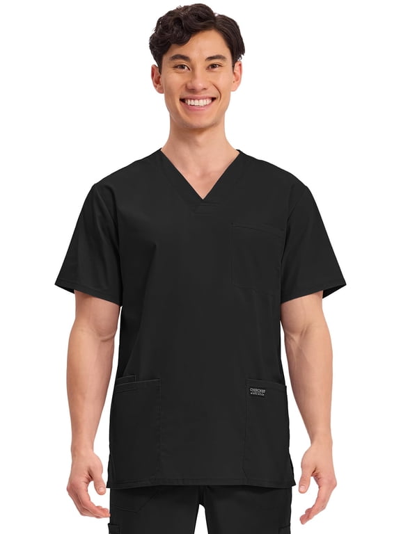 WW Professionals Men's V-Neck Scrub Top 4 Pockets Medical Shirt