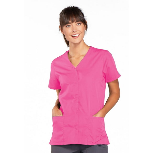 Cherokee Workwear Originals Women's Scrubs Top Snap Front V-Neck 4770 ...