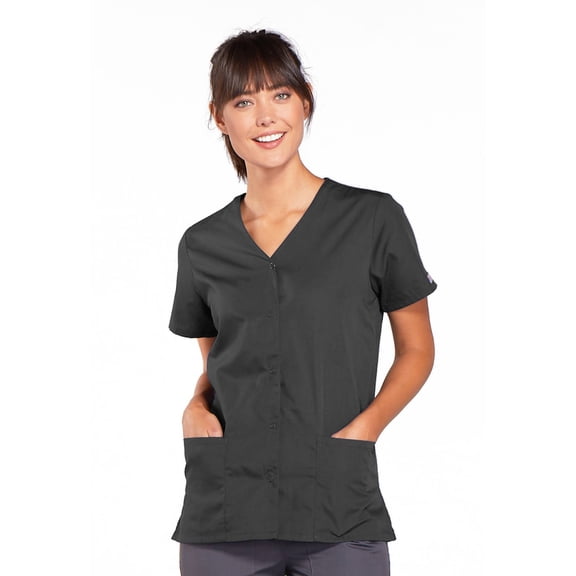 Cherokee Workwear Originals Women's Scrubs Top Snap Front V-Neck 4770