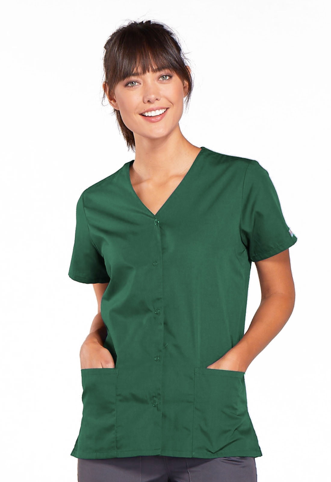 Cherokee Workwear Originals Women s Scrubs Top Snap Front V Neck 4770 Walmart Business Supplies