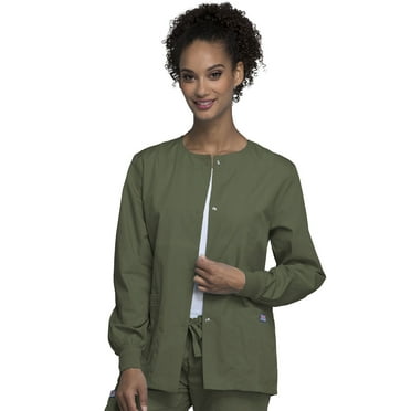 Cherokee Workwear Prints Women's Scrubs Jacket Snap Front Warm Up 4350