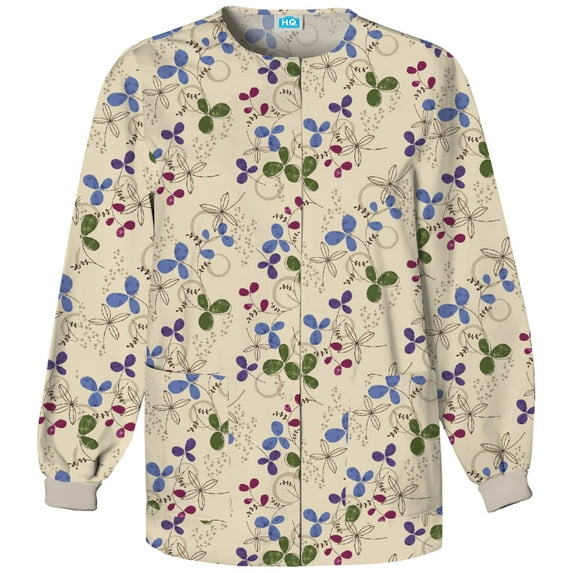 Cherokee Workwear Prints Women's Scrubs Jacket Snap Front Warm Up 4350