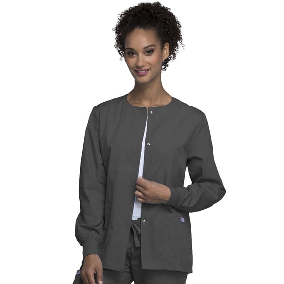 Cherokee Workwear Prints Women's Scrubs Jacket Snap Front Warm Up 4350