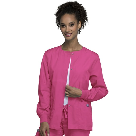Cherokee Workwear Prints Women's Scrubs Jacket Snap Front Warm Up 4350