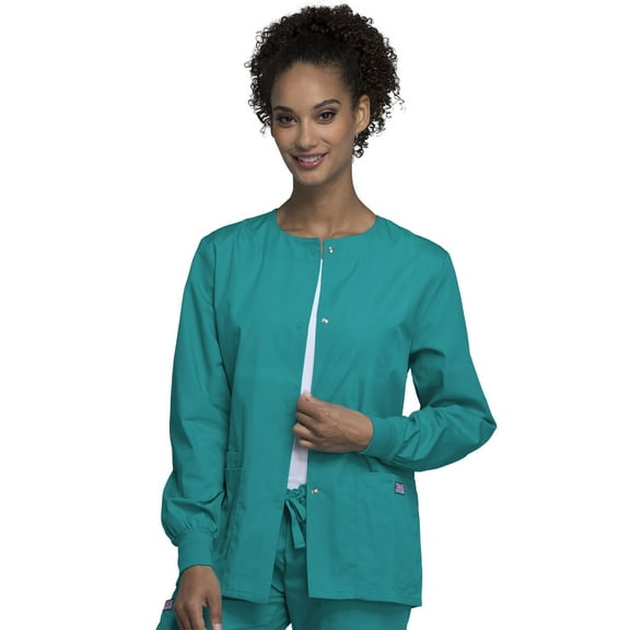 Cherokee Workwear Prints Women's Scrubs Jacket Snap Front Warm Up 4350