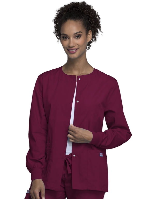 Workwear Prints Women's Scrubs Jacket Snap Front Warm Up 4350