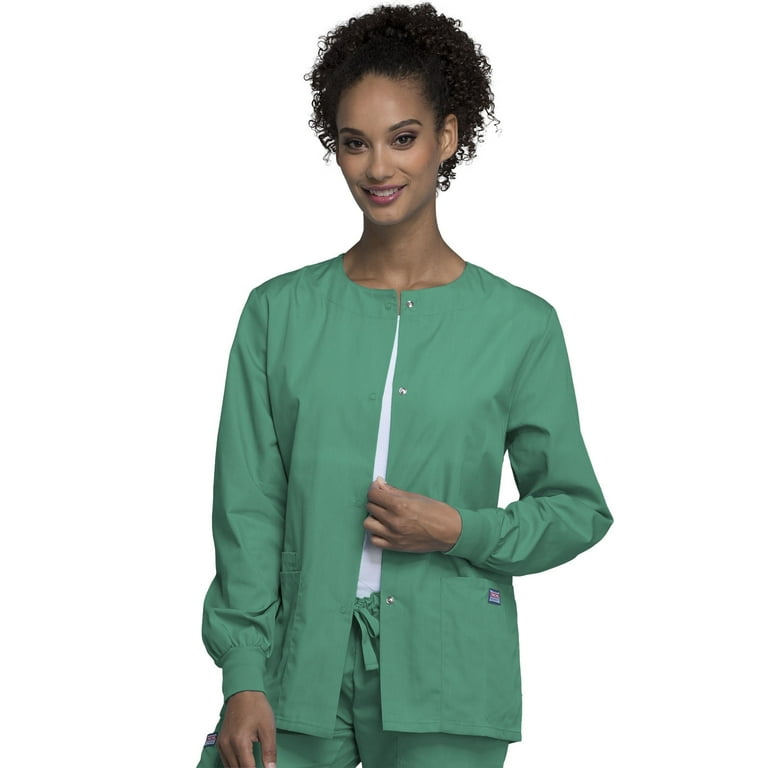 Cherokee Workwear Prints Women s Scrubs Jacket Snap Front Warm Up 4350