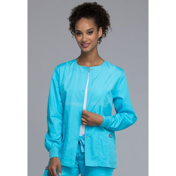 Cherokee Workwear Prints Women's Scrubs Jacket Snap Front Warm Up 4350
