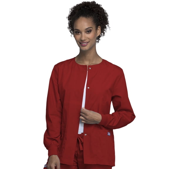 Cherokee Workwear Prints Women's Scrubs Jacket Snap Front Warm Up 4350