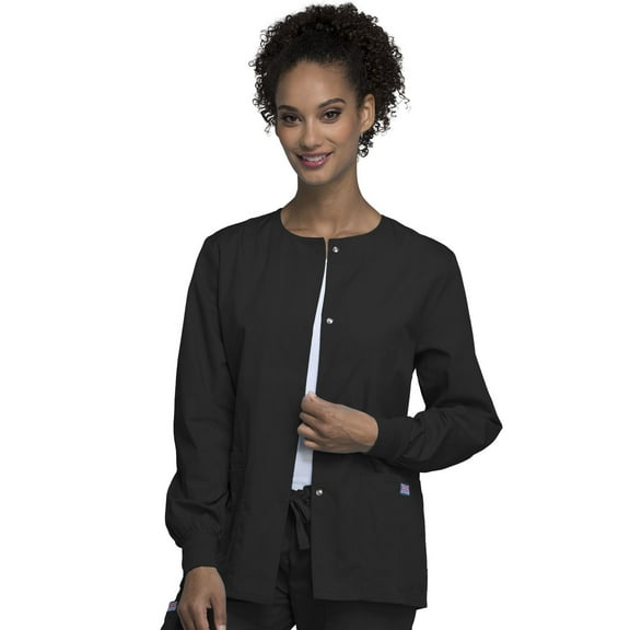 Cherokee Workwear Prints Women's Scrubs Jacket Snap Front Warm Up 4350