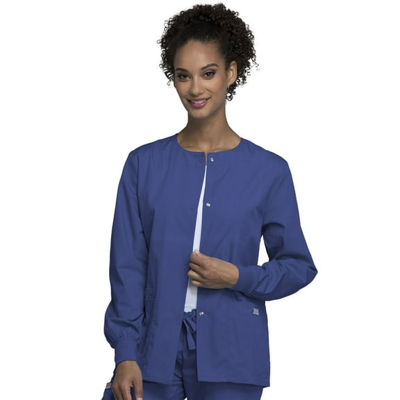 Cherokee Workwear Prints Women's Scrubs Jacket Snap Front Warm Up 4350