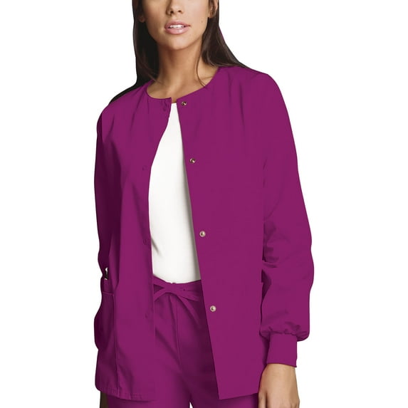 Cherokee Workwear Prints Women's Scrubs Jacket Snap Front Warm Up 4350