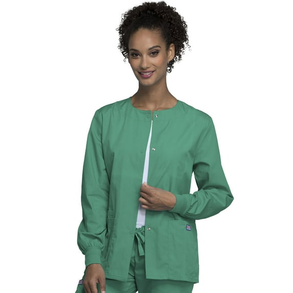 Cherokee Workwear Prints Women's Scrubs Jacket Snap Front Warm Up 4350
