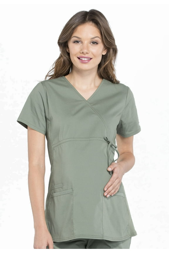 Workwear Professionals Maternity Women's Scrubs Top Mock Wrap WW685