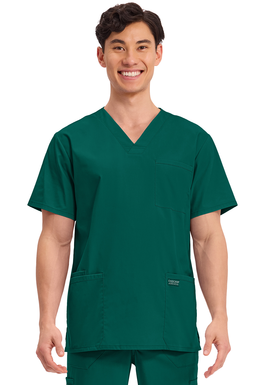 Top Cherokee Workwear Uomo Scollo A V Manica Corta WW695T - Colore Peltro Spedito