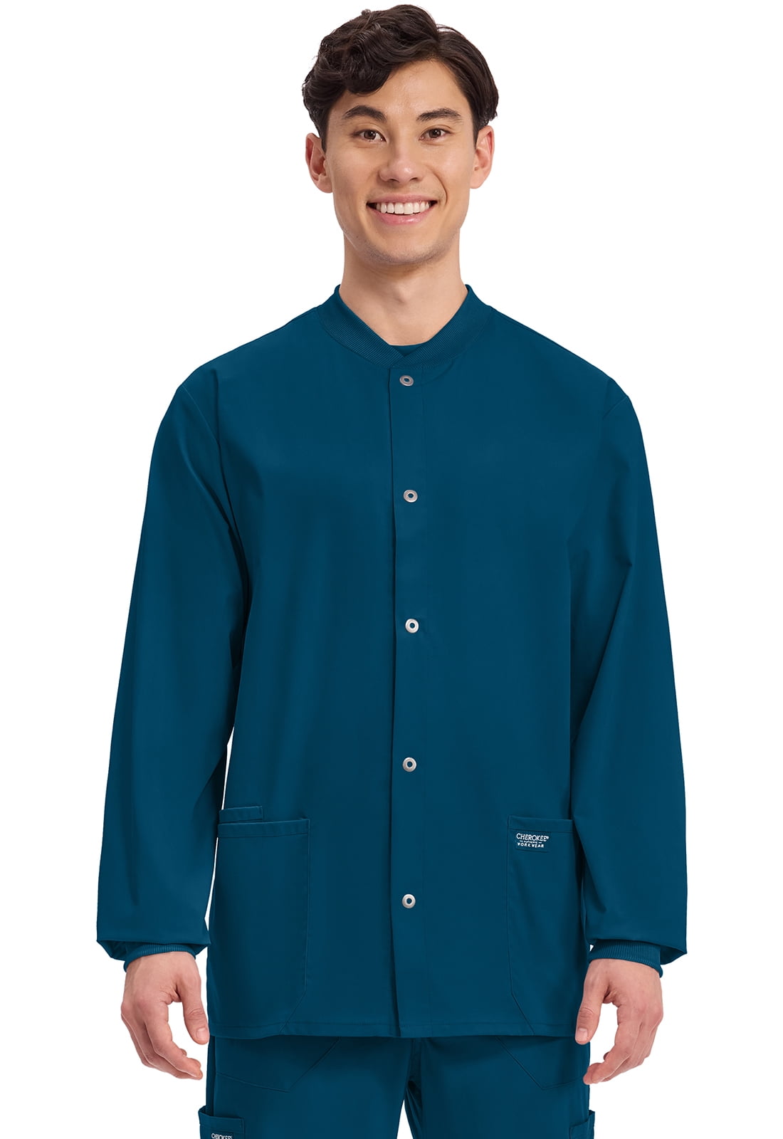Cherokee Workwear Professionals Men Warm Up Scrubs Jacket Snap