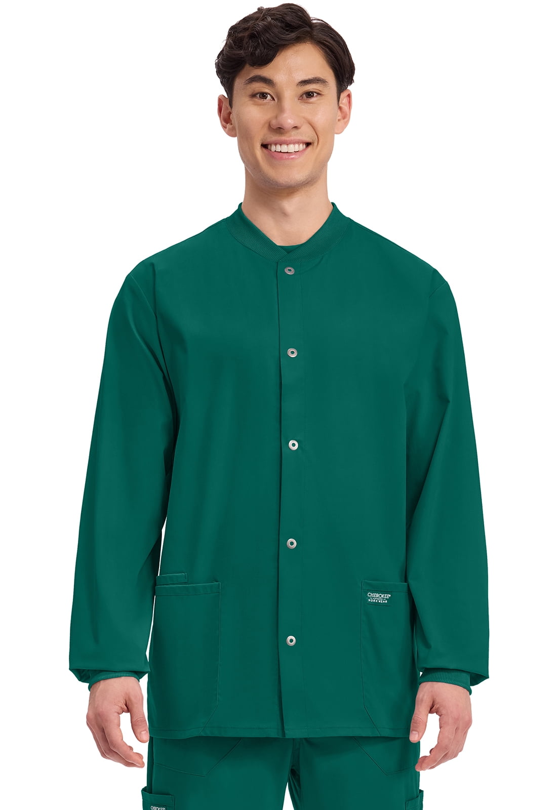 Cherokee Workwear Professionals Men Warm Up Scrubs Jacket Snap