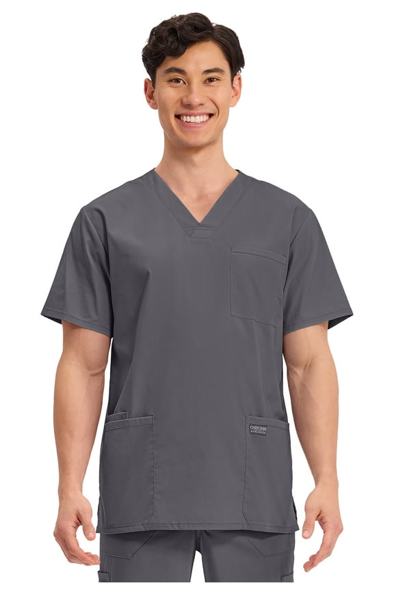 Workwear Professionals Scrubs Top for Men V-Neck WW695, XL, Pewter