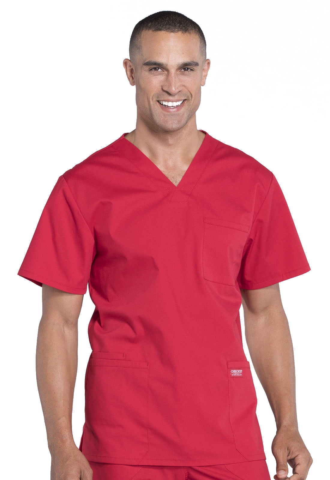 Cherokee Workwear Professionals Scrubs Top for Men V Neck WW695T L Tall Red