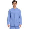 thumbnail image 1 of Cherokee Workwear Professionals Scrubs Warm Up Jacket for Men Snap Front Plus Size WW360, 4XL, Ciel Blue, 1 of 10