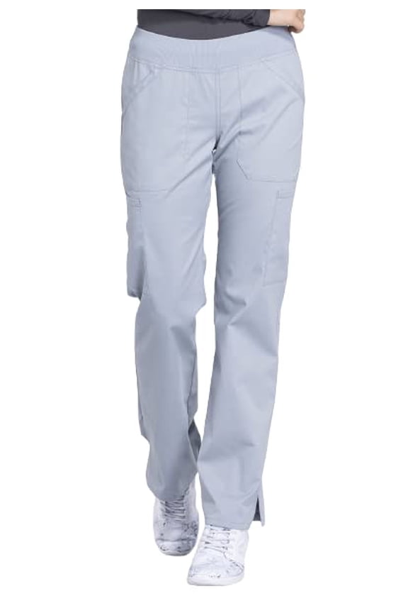 Workwear Professionals Women Scrubs Pant Mid Rise Straight Leg Pull-on Cargo Plus Size WW170P, 2XL Petite, Grey
