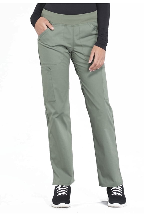 Workwear Professionals Women's Scrubs Pant Mid Rise Straight Leg Pull-On Cargo WW170