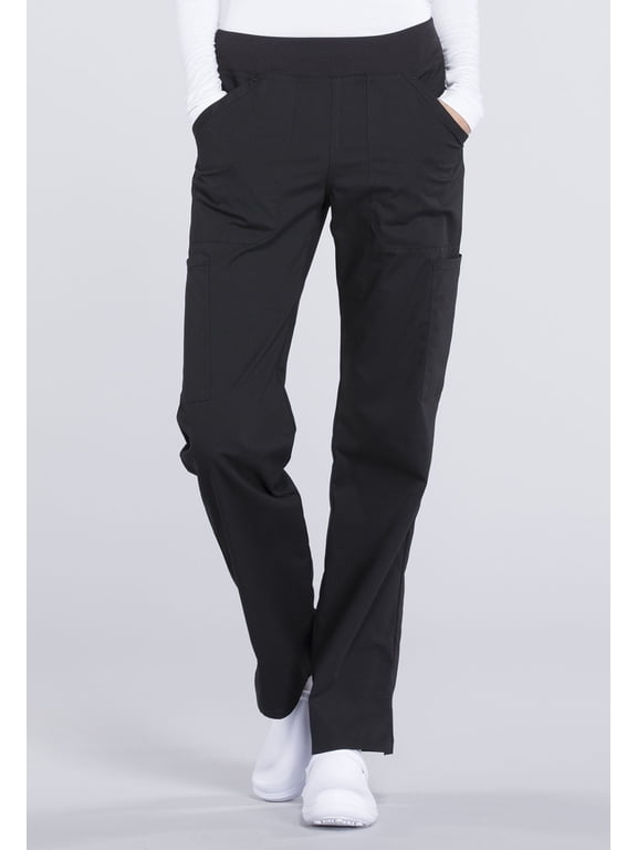 Workwear Professionals Women's Scrubs Pant Mid Rise Straight Leg Pull-On Cargo WW170