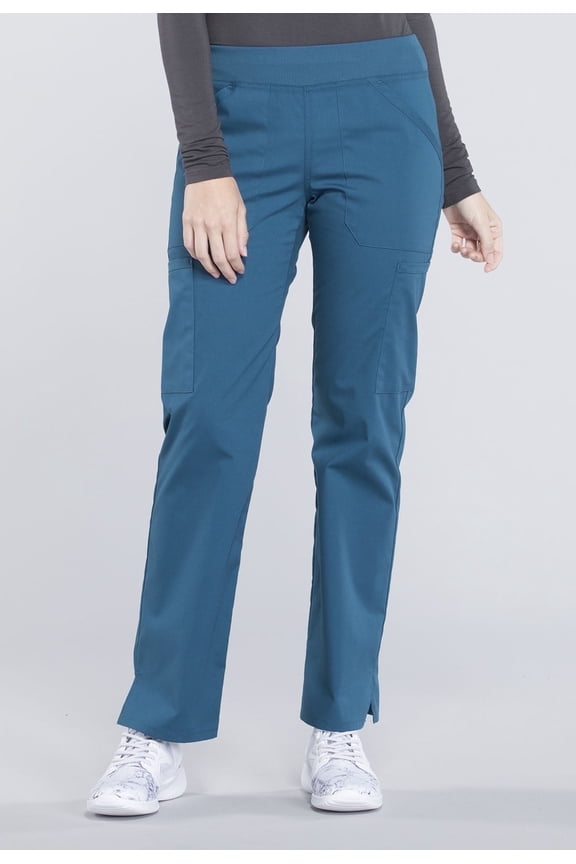 Workwear Professionals Women's Scrubs Pant Mid Rise Straight Leg Pull-On Cargo WW170