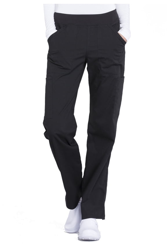 Workwear Professionals Women's Scrubs Pant Mid Rise Straight Leg Pull-On Cargo WW170