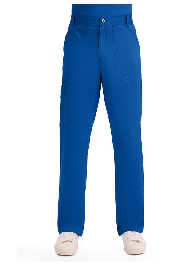 Mens Scrub Scrub Bottoms with Cargo Pockets, Two-Way Stretch Modern fit Button Closure with Inside Drawstring Scrub Bottoms - WW140, XL Tall, Royal