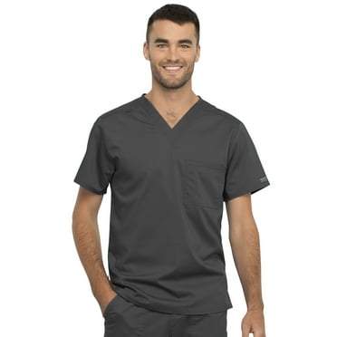 Cherokee Workwear Revolution Unisex Scrubs Top, 1 Pocket V-Neck, WW625, XXS, Pewter