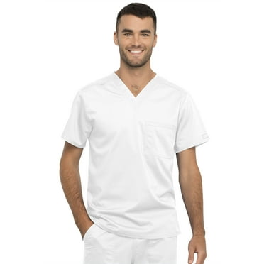Cherokee Workwear Revolution Unisex Scrubs Top, 1 Pocket V-Neck, WW625, XXS, White