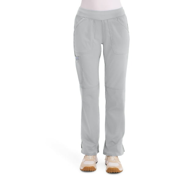 Cherokee Workwear Revolution Women's Scrubs Pant Mid Rise Straight Leg Pull-on WW110, Grey