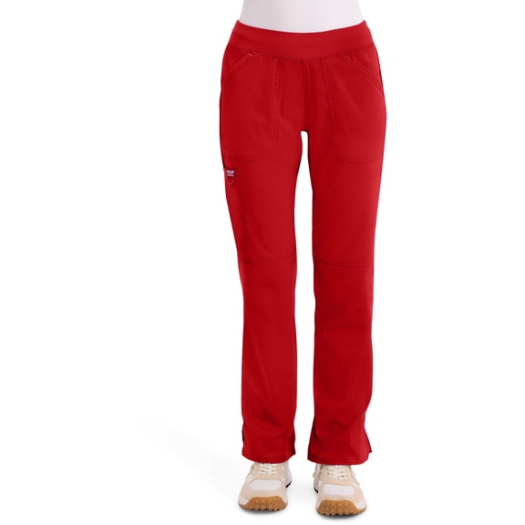 Cherokee Workwear Revolution Women's Scrubs Pant Mid Rise Straight Leg Pull-on WW110 Red