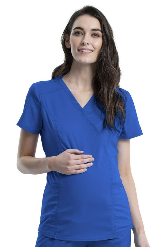 Workwear Revolution Women's Scrubs Top Maternity Mock Wrap WW688