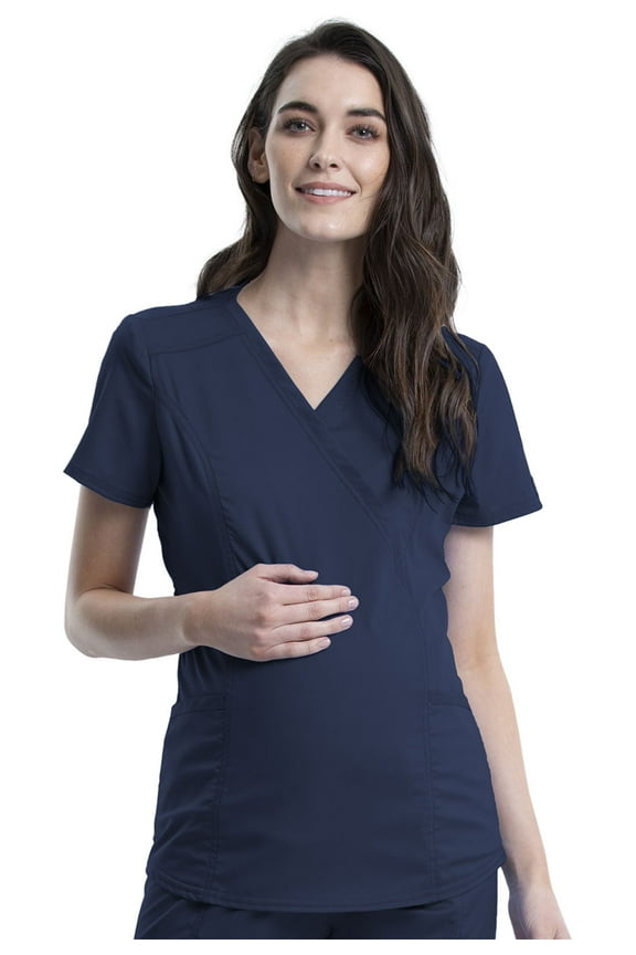 Workwear Revolution Women's Scrubs Top Maternity Mock Wrap WW688