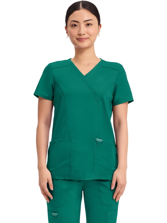 Workwear Revolution Women's Scrubs Top Mock Wrap WW610