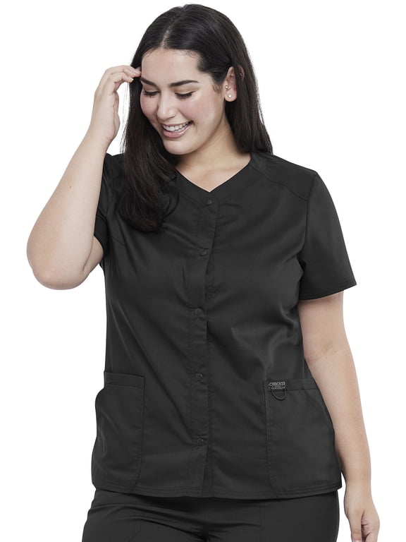 Workwear Revolution Women's Scrubs Top Snap Front V-Neck WW622