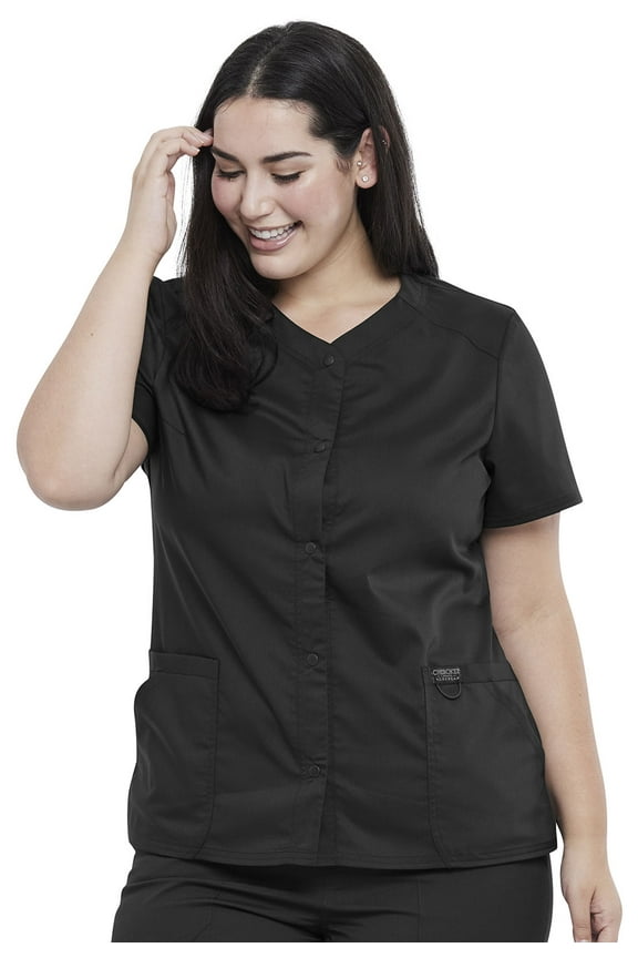 Workwear Revolution Women's Scrubs Top Snap Front V-Neck WW622
