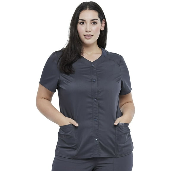 Cherokee Workwear Revolution Women's Scrubs Top Snap Front V-Neck WW622