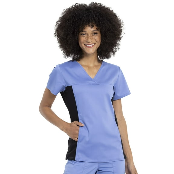 Cherokee Workwear Revolution Women's Scrubs Top V-Neck Knit Panel WW2875