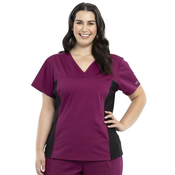 Cherokee Workwear Revolution Women's Scrubs Top V-Neck Knit Panel WW2875