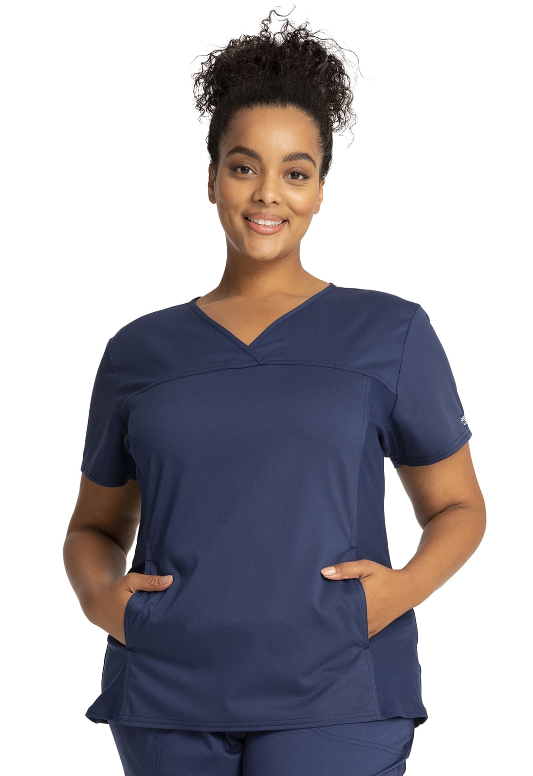 Cherokee Workwear Revolution Women's Scrubs Top V-Neck Knit Panel WW2875